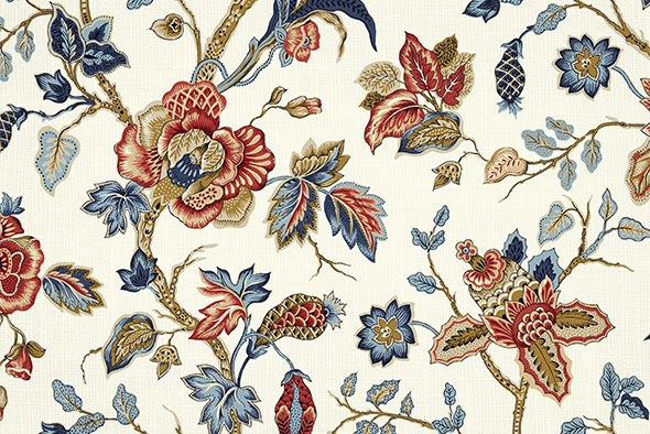 Belle Maison Blue Floral Drapery Fabric, Fabric Bistro, Columbia